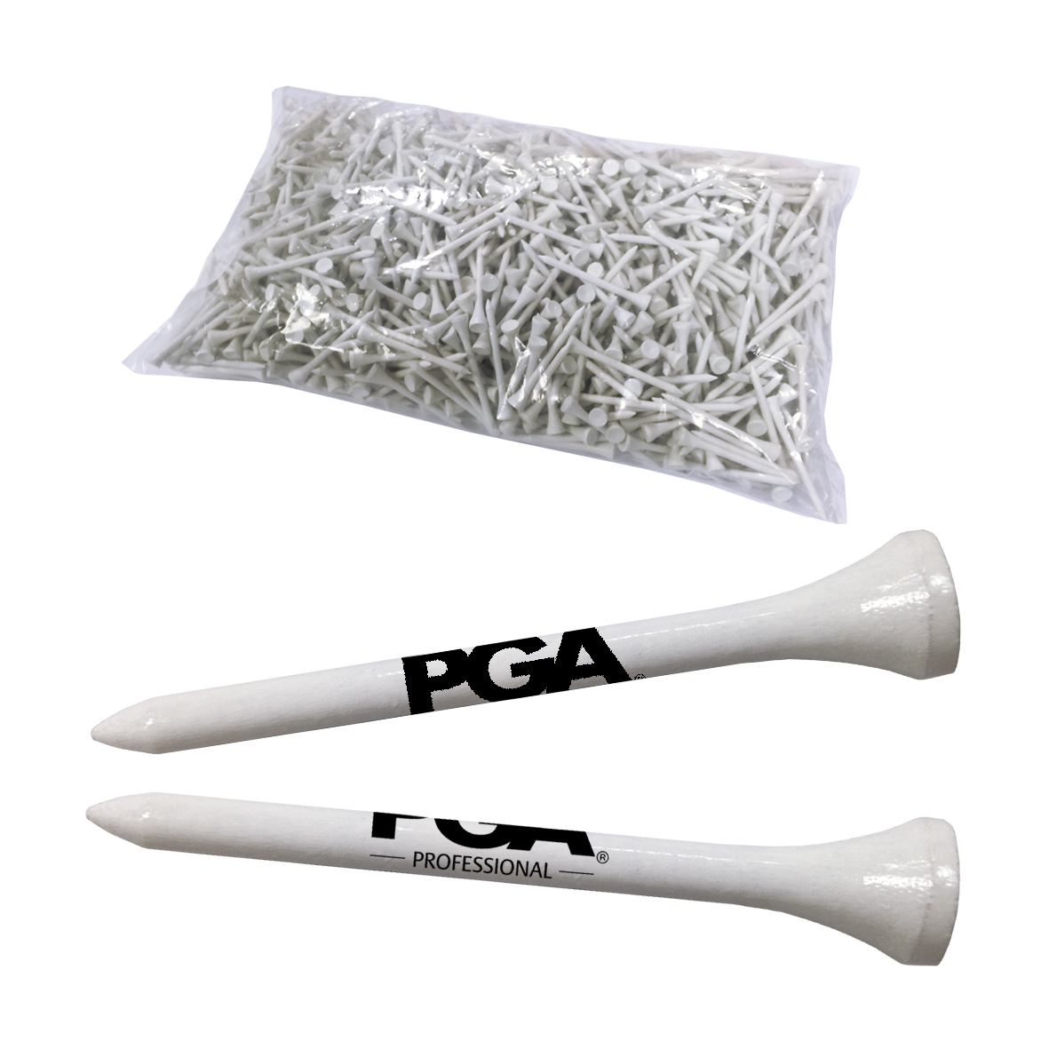 PGA Professional 70mm Shank Printed Bamboo Tees- Bag of 1000pcs