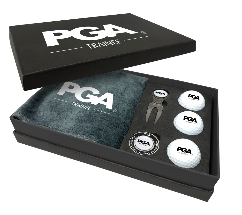 PGA Trainee Large Ambassador Gift Box: 3 Prov. Balls/Spirit Deluxe Fork/Halo Holder/ Trifold Towel