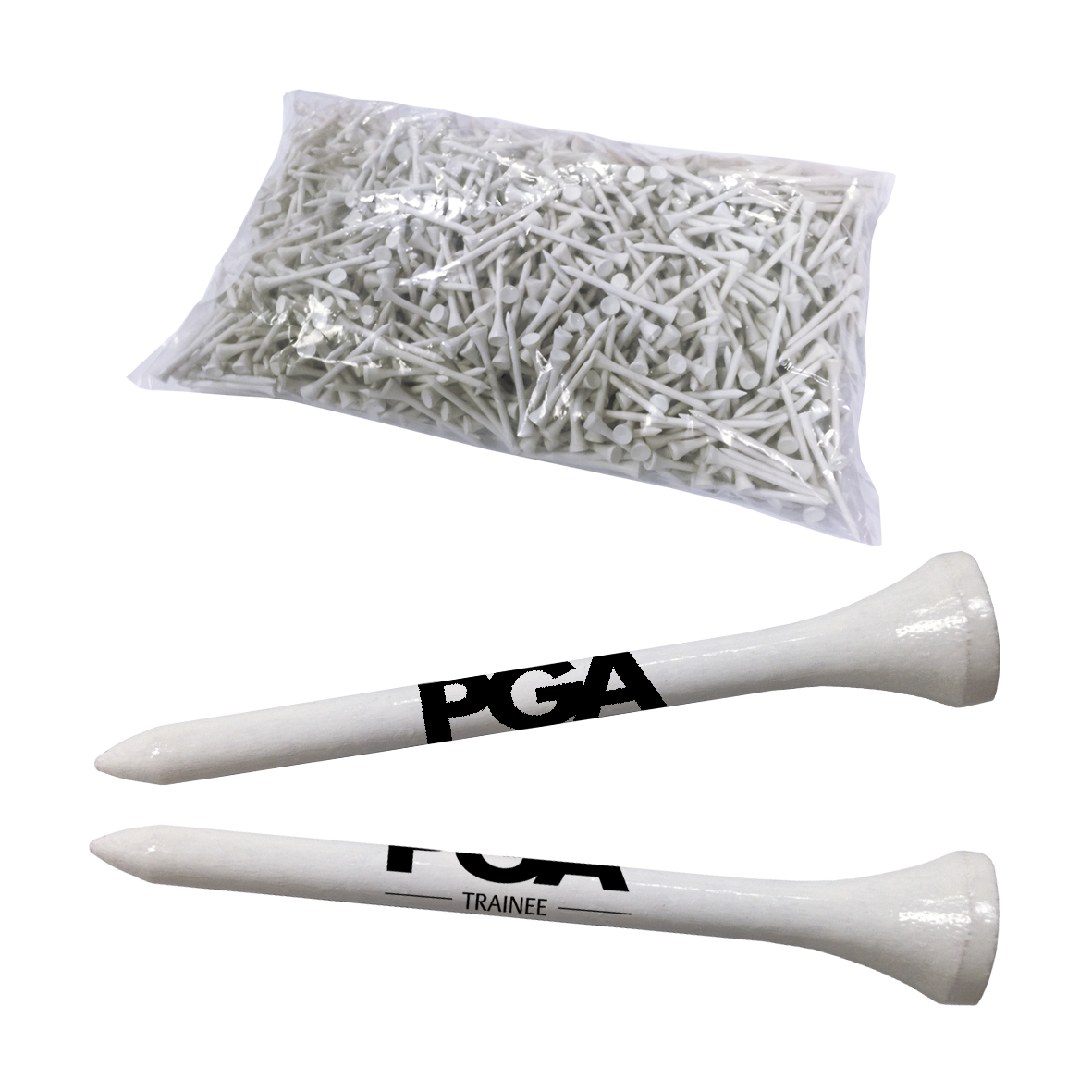 PGA Trainee 70mm Shank Printed Bamboo Tees- Bag of 1000pcs